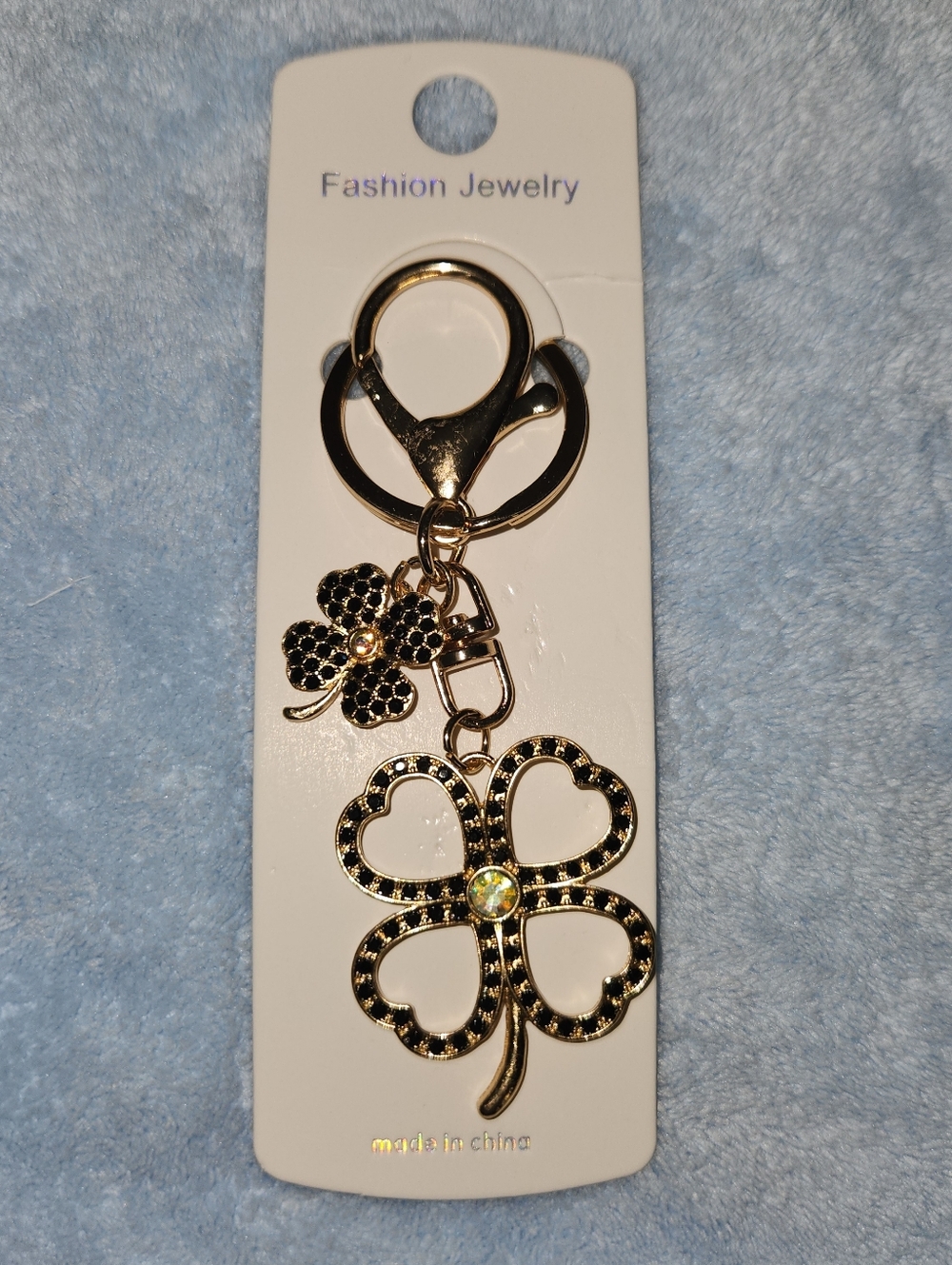 Glittering Crystal Four Leaf Clover Bag Charm / Keychain